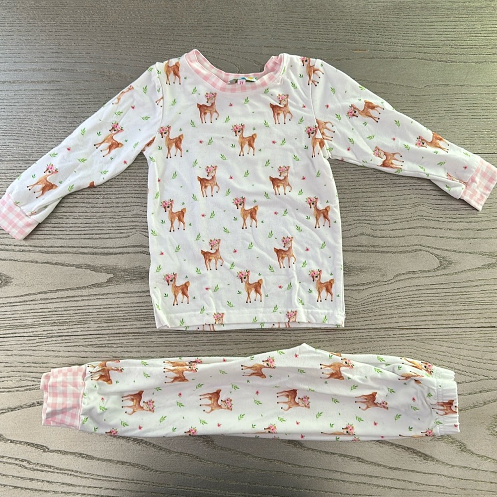 Sugar Dumplin Floral Deer Pajama 2T